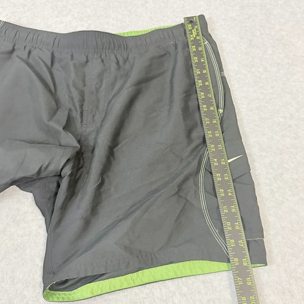 Nike Mens Board Shorts Black Lime Green Mesh Lined Swim Trunks Size L RN 37966